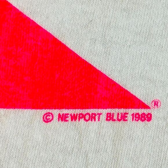 Vintage 80s 1989 Newport Blue Boat Sleeveless Shirt Tank Top Nautical Sailing - Picture 4 of 6